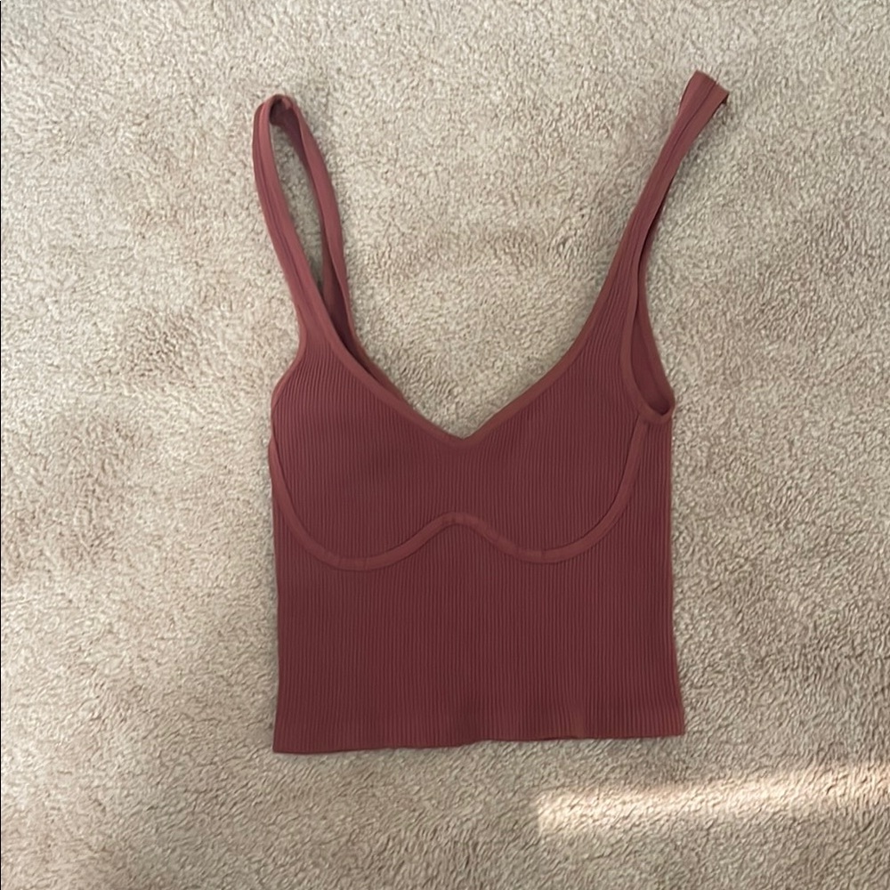 Free People Ribbed Crop Top in Rust